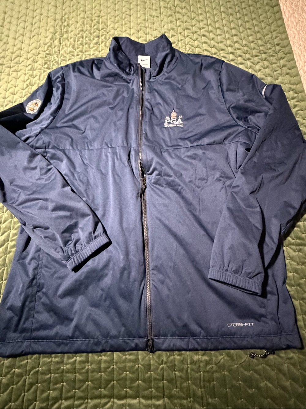Nike Storm-Fit navy jacket features the 2022 PGA Southern Hills logo Size XL